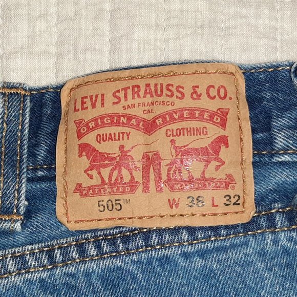 Levi's 505 Men's Jeans 38x32 100% Cotton Regular/Straight Medium-Washed - Picture 4 of 11